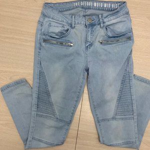 Cotton On The Deluxe Moto Mid Rise Women's Blue Denim Skinny Jeans, Size 6